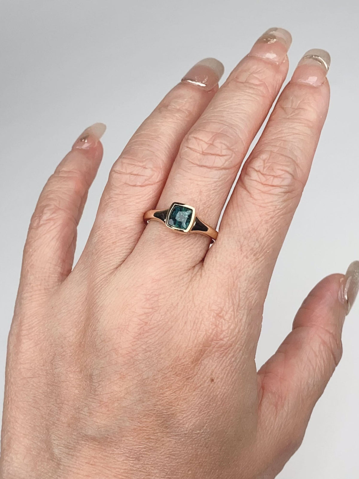 1.67ct Montana Sapphire Bezel Set Signet Engagement Ring 14K Gold R6783 Aurora Designer