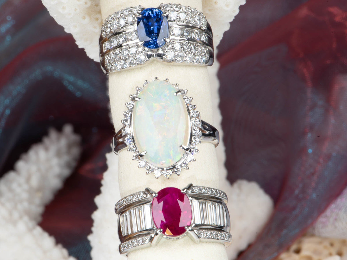 1.53ct Sapphire on Wide Diamond Band Platinum Engagement Ring PT900 Heavy 11.4g R6787 Aurora Designer