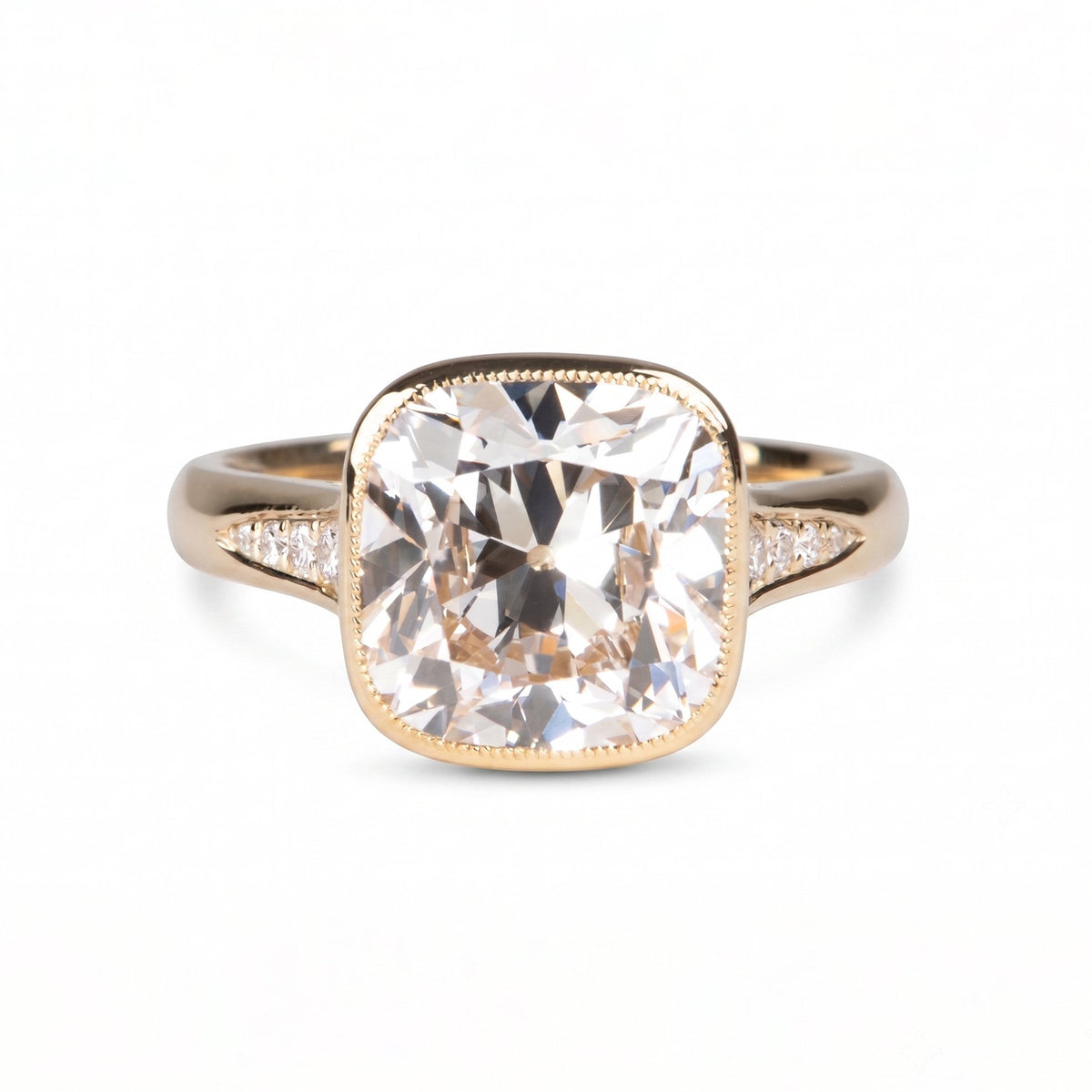 5.34ct Old European Cushion Cut Lab Diamond Engagement Ring 14K Gold IGI Certified R6788 Aurora Designer