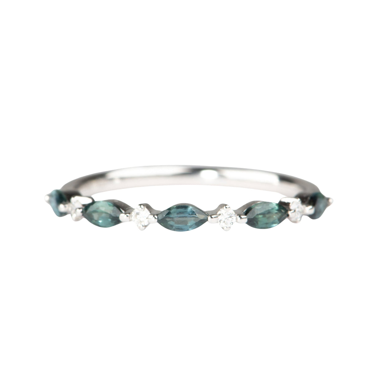 Marquise Montana Sapphire and Diamond Alternating Wedding Band 14K Gold R6789 Aurora Designer