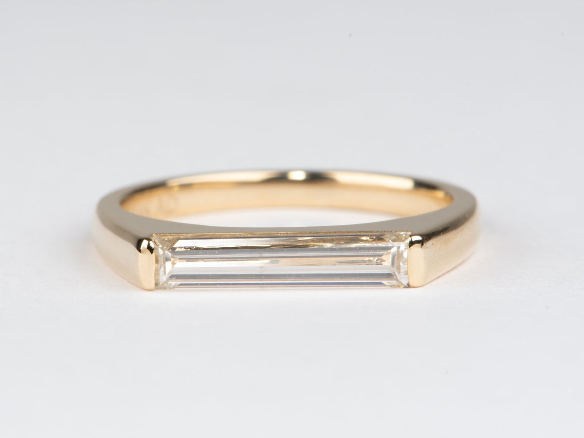 IGI Certified Long Rectangle Lab Diamond Signet Ring 14K Gold R6790 Aurora Designer