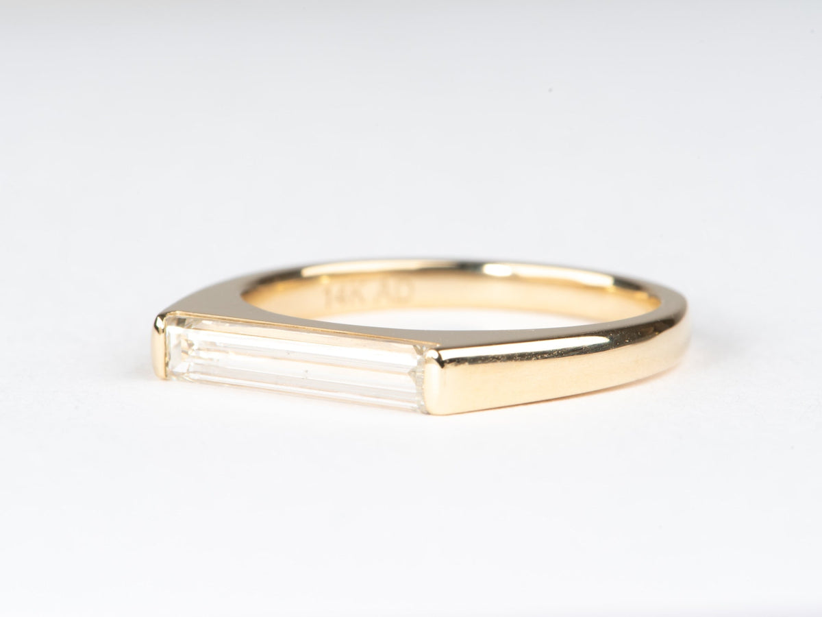 IGI Certified Long Rectangle Lab Diamond Signet Ring 14K Gold R6790 Aurora Designer