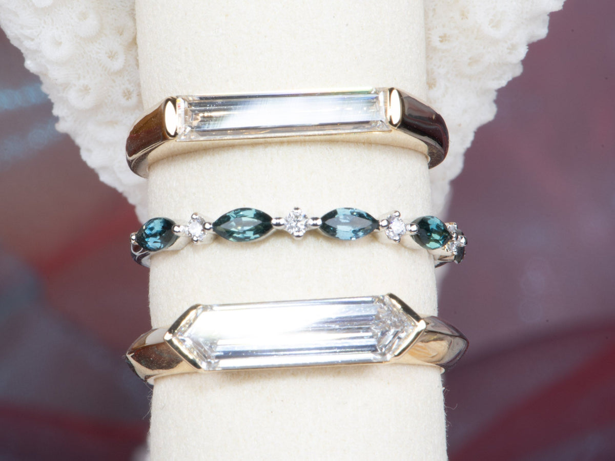 IGI Certified Long Rectangle Lab Diamond Signet Ring 14K Gold R6790 Aurora Designer