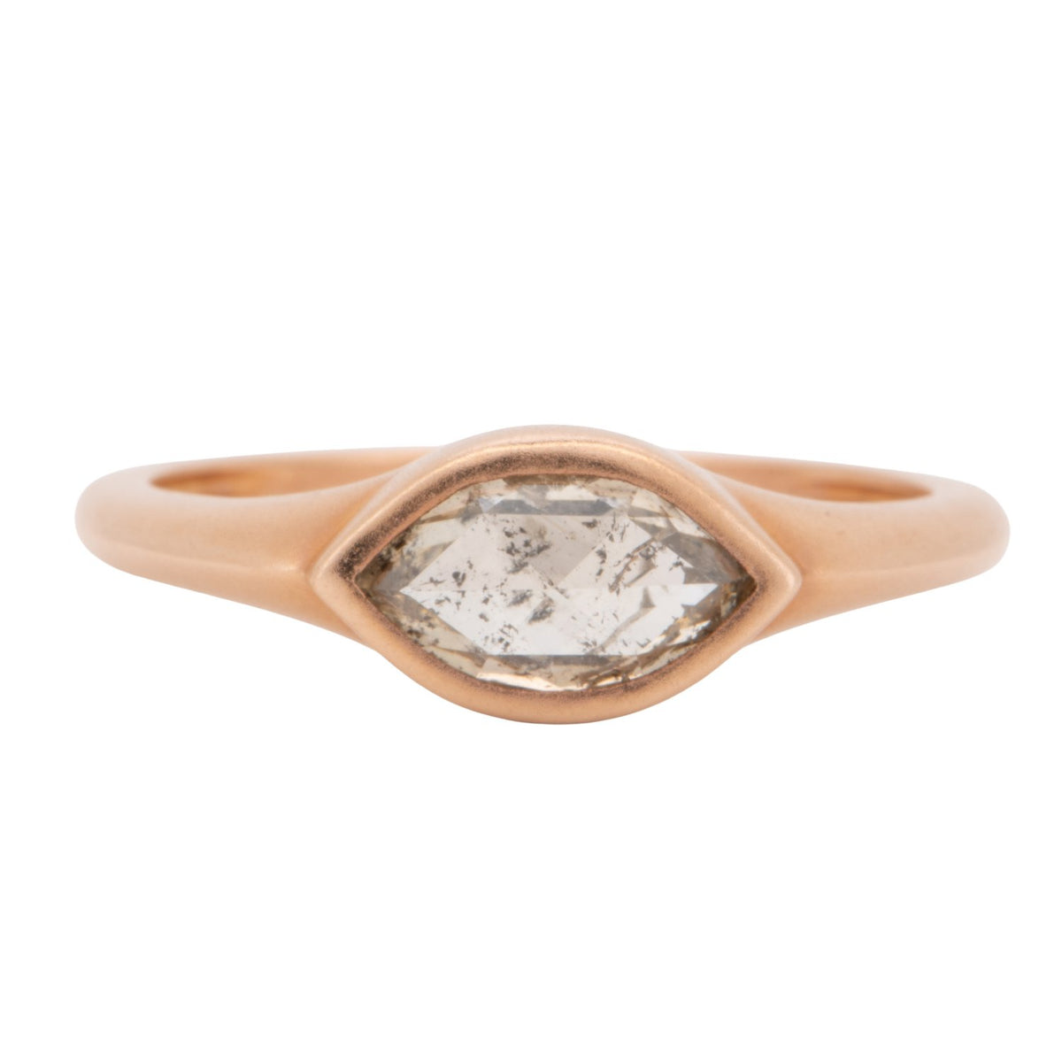 1.15ct Clear Salt and Pepper Diamond 14K Rose Gold Engagement Ring Signet Matte Finish R6798 Aurora Designer