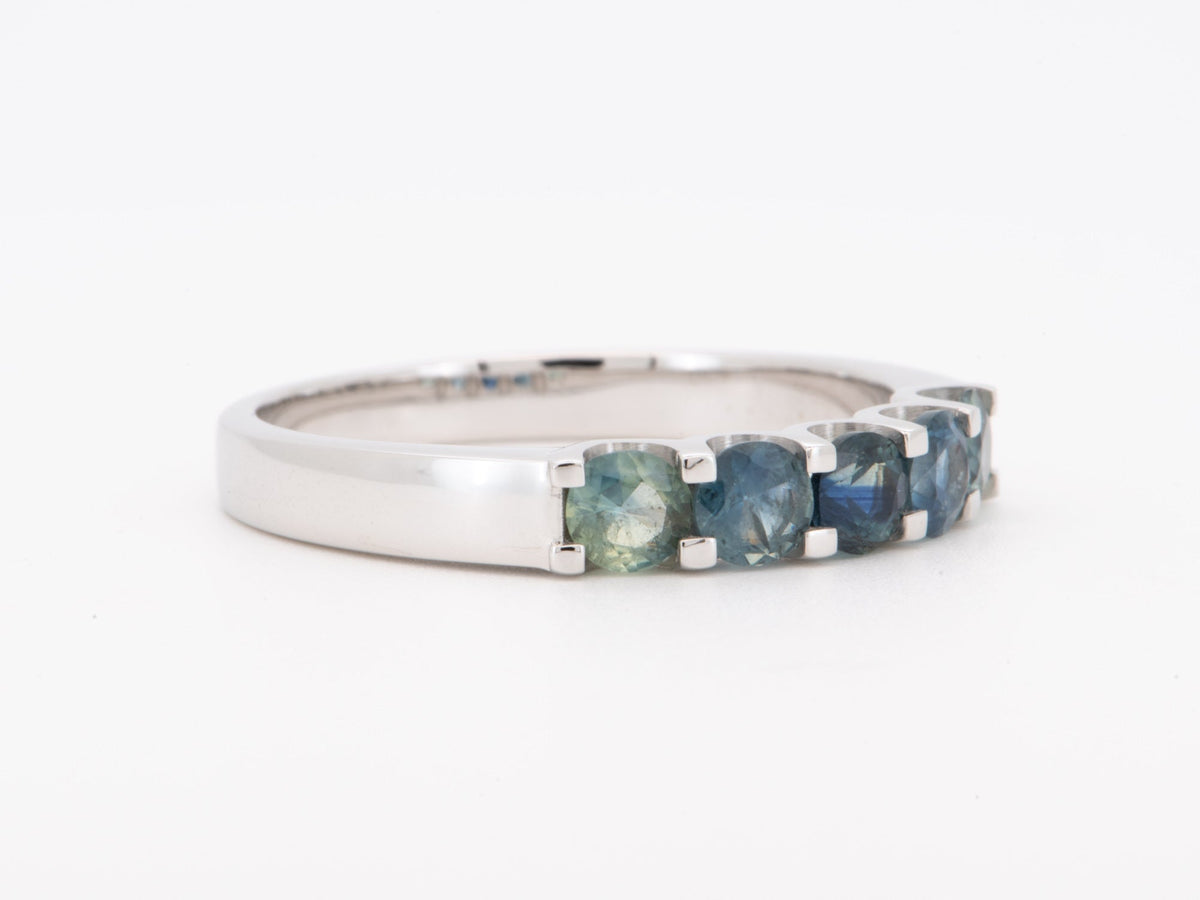 3.5mm Ombre Shade Teal Sapphire 14K White Gold Wedding Band Ombré Gradient Mermaid Colors R6799 Aurora Designer