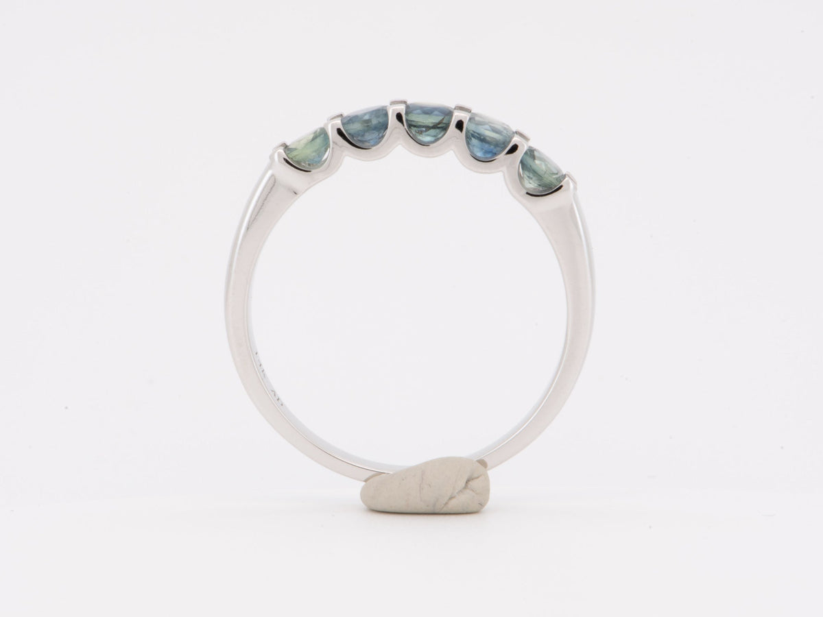 3.5mm Ombre Shade Teal Sapphire 14K White Gold Wedding Band Ombré Gradient Mermaid Colors R6799 Aurora Designer