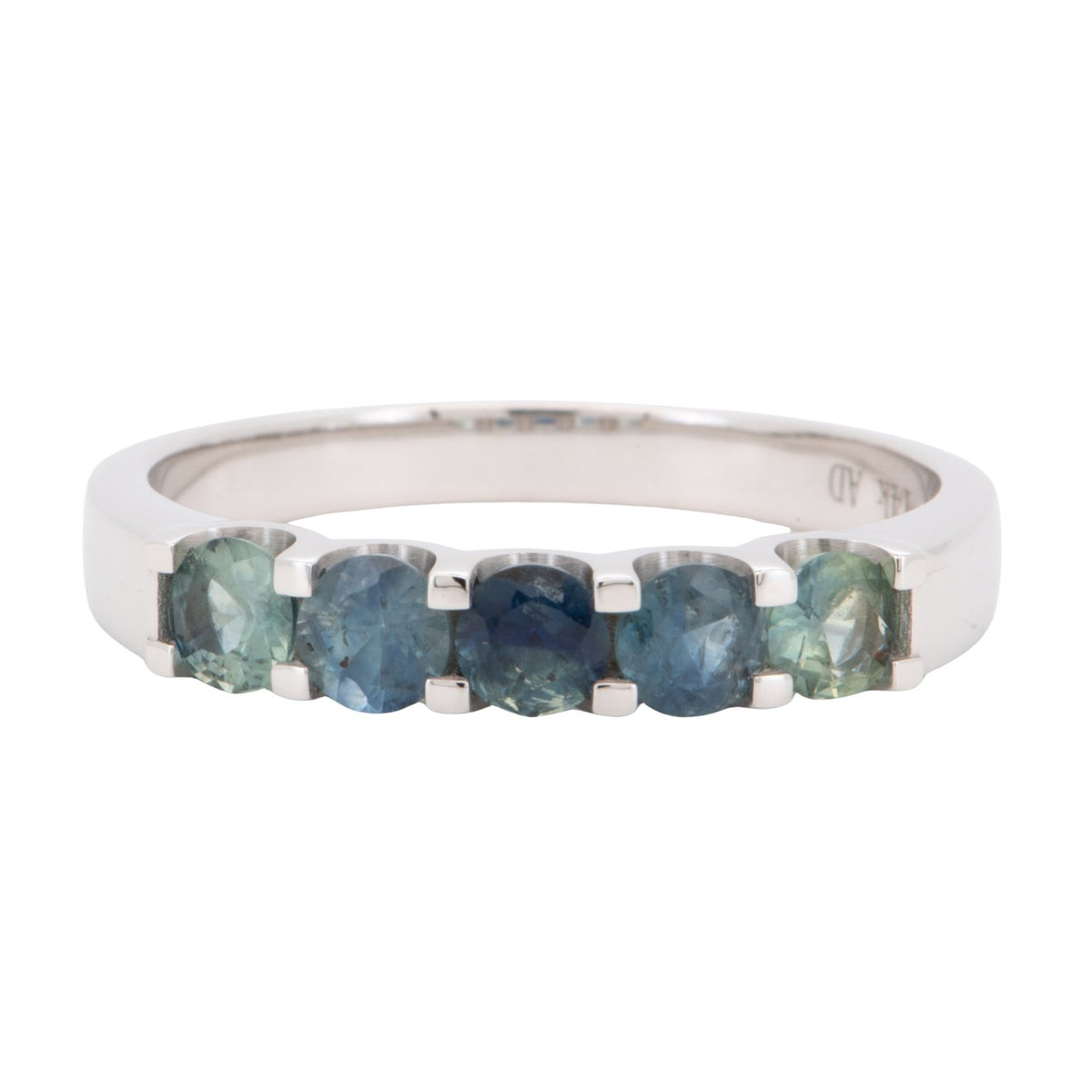 3.5mm Ombre Shade Teal Sapphire 14K White Gold Wedding Band Ombré Gradient Mermaid Colors R6799 Aurora Designer