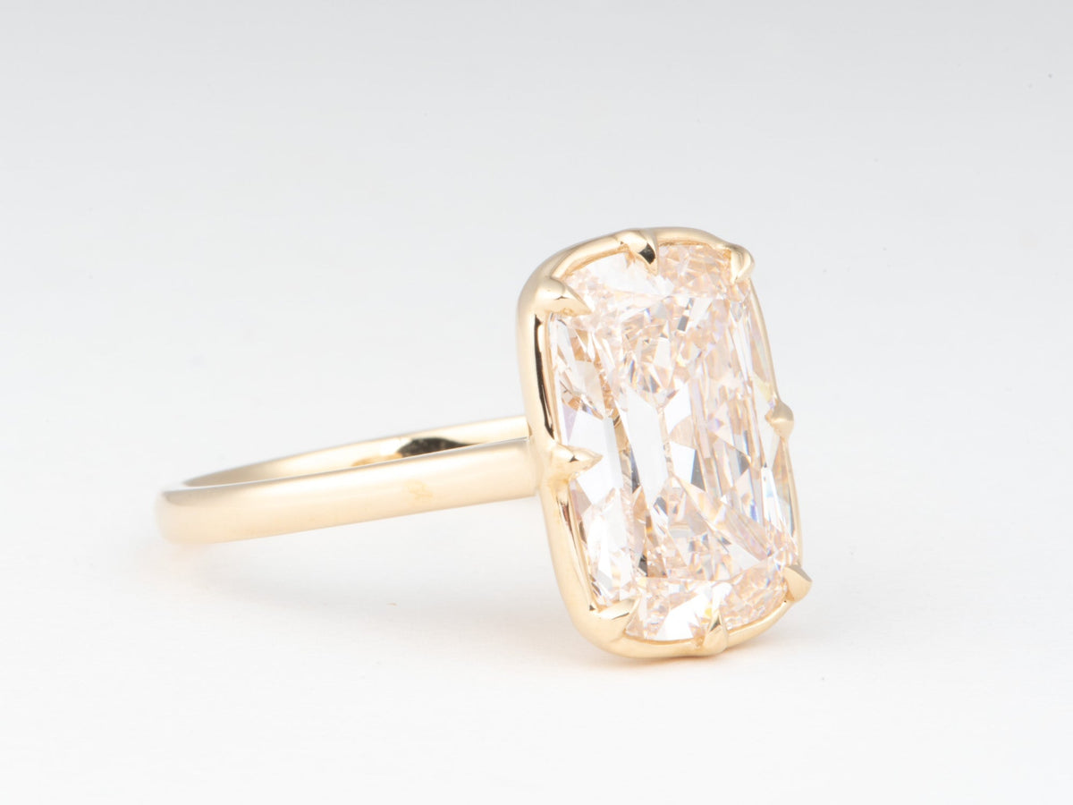 5.07ct Old Mine Cut Elongated Cushion Lab Diamond Solitaire Ring 14K Gold Taylor Inspired Vintage 8 Prongs Minimalist R6808 Aurora Designer