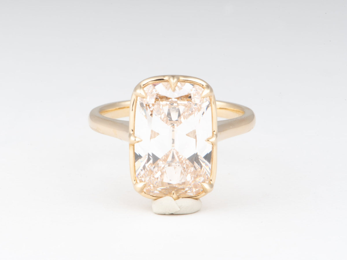 5.07ct Old Mine Cut Elongated Cushion Lab Diamond Solitaire Ring 14K Gold Taylor Inspired Vintage 8 Prongs Minimalist R6808 Aurora Designer