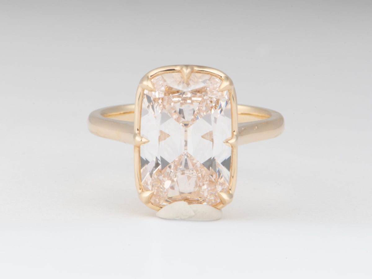 5.07ct Old Mine Cut Elongated Cushion Lab Diamond Solitaire Ring 14K Gold Taylor Inspired Vintage 8 Prongs Minimalist R6808 Aurora Designer