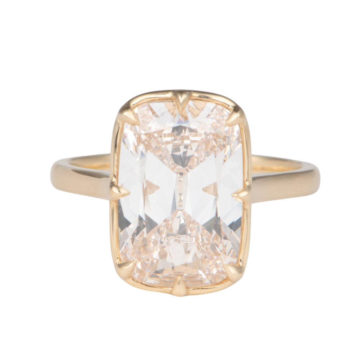 5.07ct Old Mine Cut Elongated Cushion Lab Diamond Solitaire Ring 14K Gold Taylor Inspired Vintage 8 Prongs Minimalist R6808 Aurora Designer