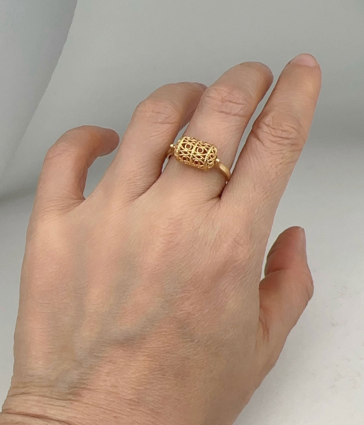18K Gold Open End Ring to Wear with Sliders Beads Pendant Charm Utility Finding R6810 Aurora Designer