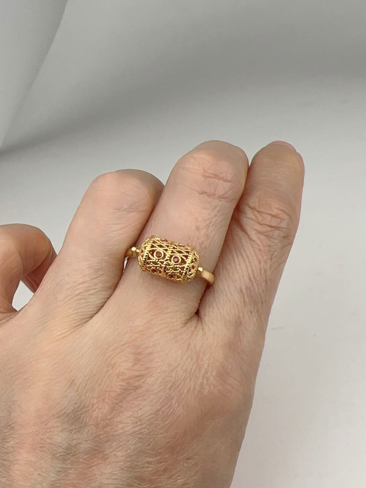 18K Gold Open End Ring to Wear with Sliders Beads Pendant Charm Utility Finding R6810 Aurora Designer