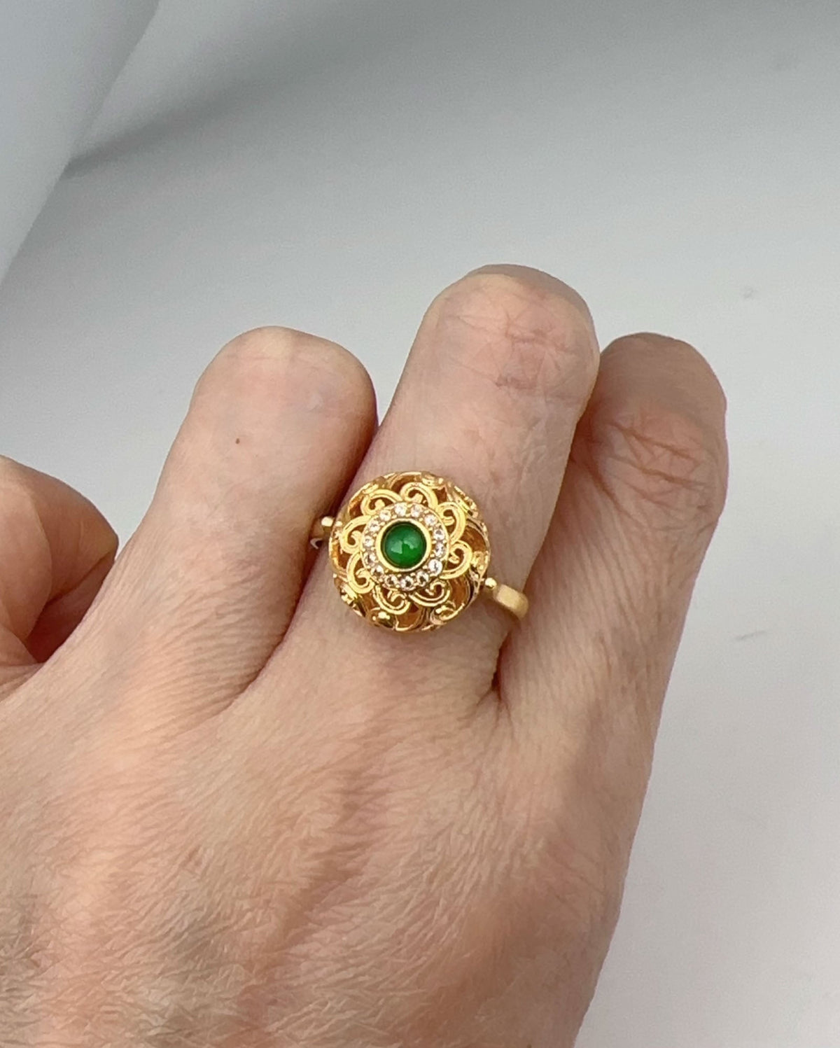 18K Gold Open End Ring to Wear with Sliders Beads Pendant Charm Utility Finding R6810 Aurora Designer