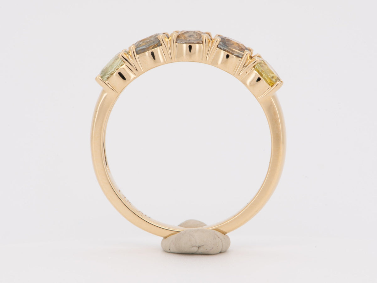Solid 14K Gold Wedding Band with Rare Fancy Color Montana Sapphire R6814 Aurora Designer