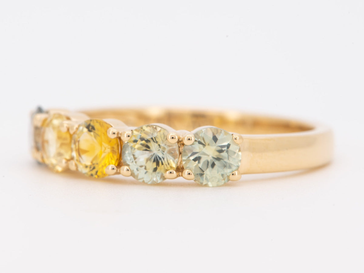 Solid 14K Gold Wedding Band with Rare Fancy Color Montana Sapphire R6817 Aurora Designer
