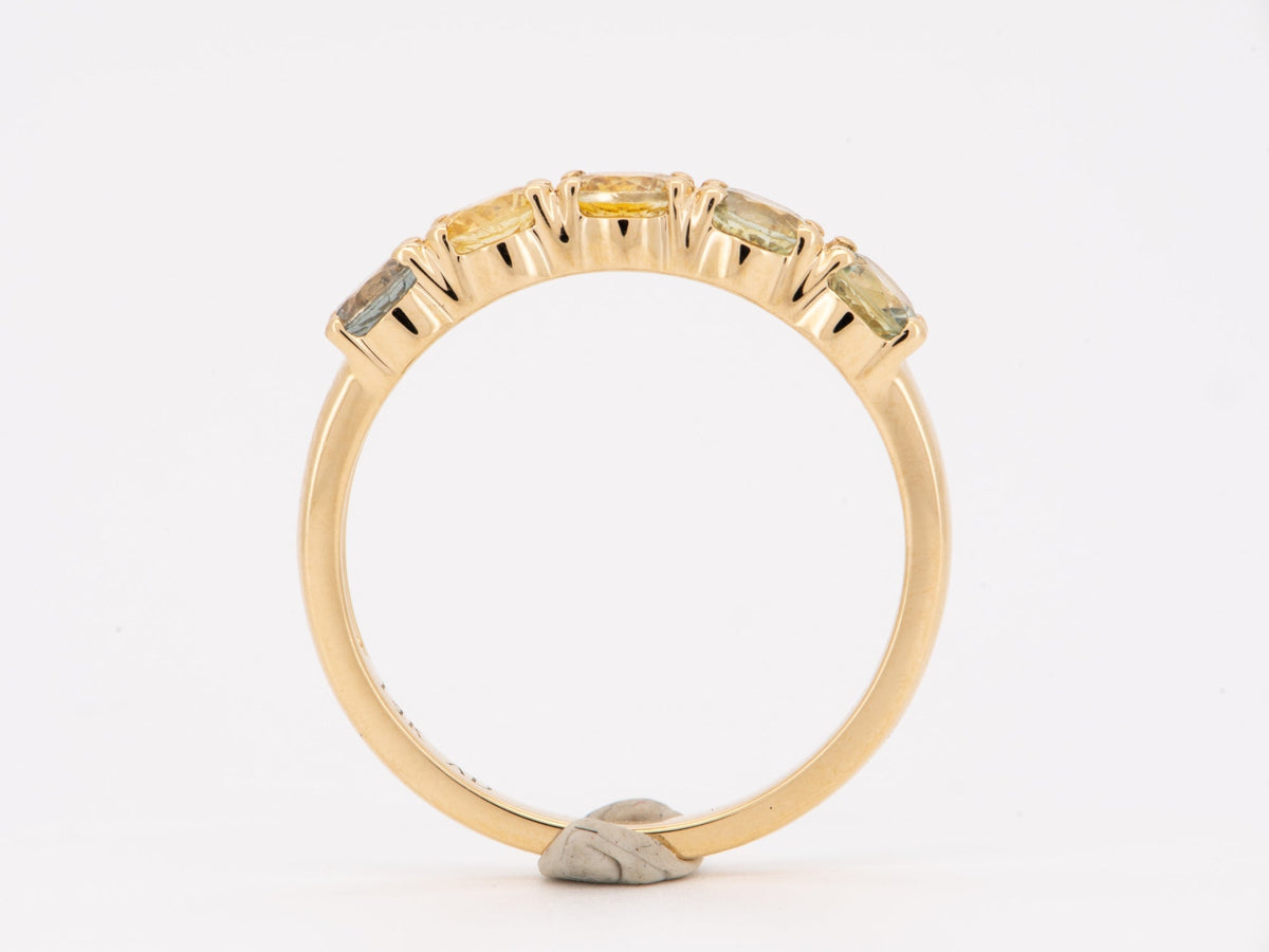 Solid 14K Gold Wedding Band with Rare Fancy Color Montana Sapphire R6817 Aurora Designer