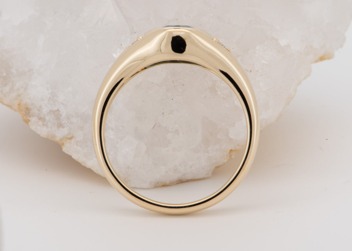 14K Gold Montana Sapphire and Diamond Signet-Style Engagement Ring R6822