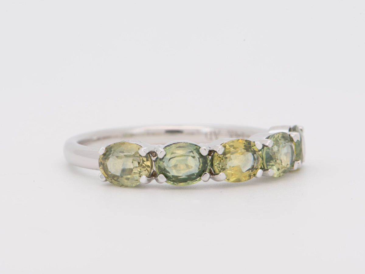 14K Gold Wedding Band Ring with Rare Fancy Color Montana Sapphire Bi-Color Earth-Mined Hard to Find Special Colors R6824