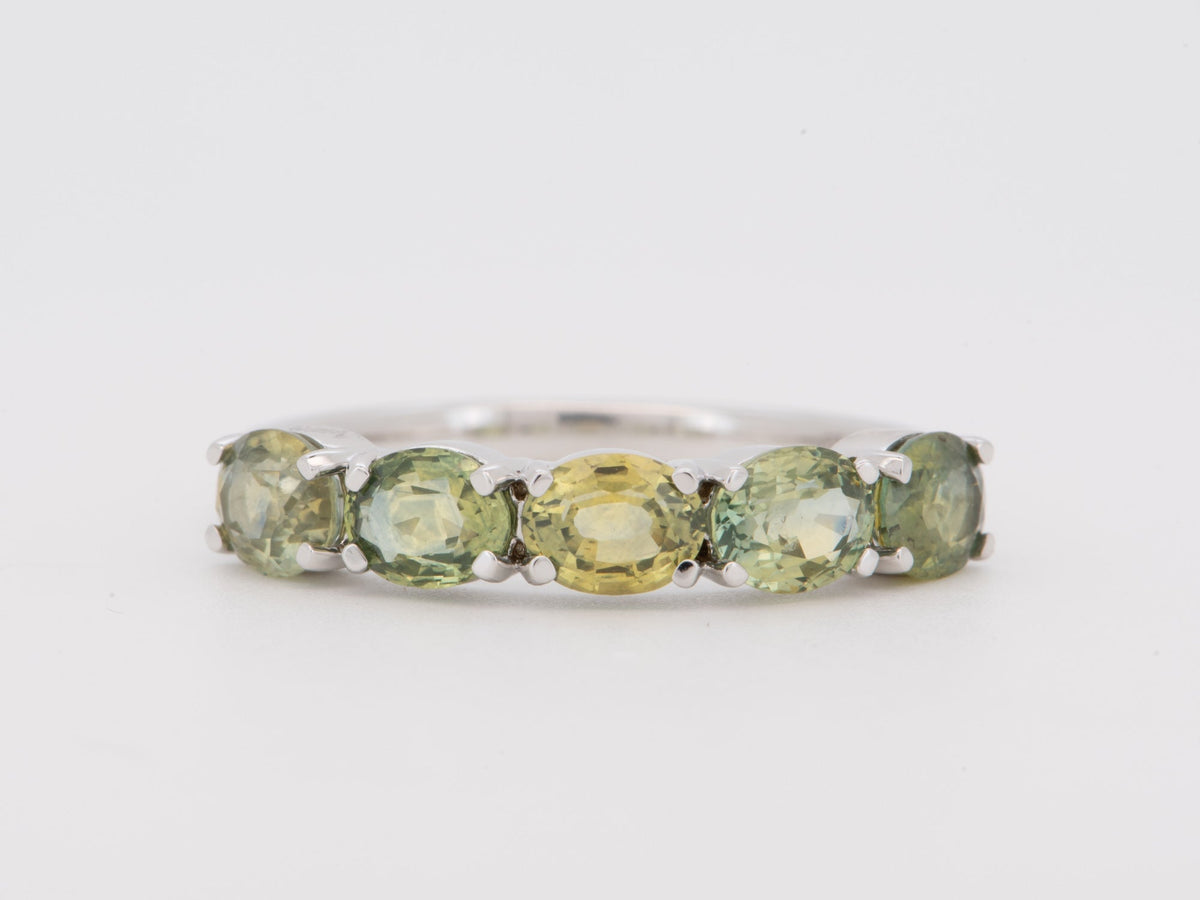 14K Gold Wedding Band Ring with Rare Fancy Color Montana Sapphire Bi-Color Earth-Mined Hard to Find Special Colors R6824