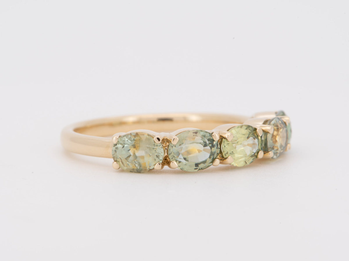 14K Gold Wedding Band Ring with Rare Fancy Color Montana Sapphire Bi-Color Earth-Mined Hard to Find Special Colors R6824