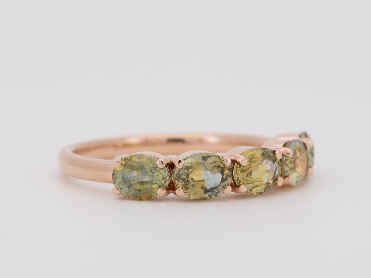 14K Gold Wedding Band Ring with Rare Fancy Color Montana Sapphire Bi-Color Earth-Mined Hard to Find Special Colors R6824