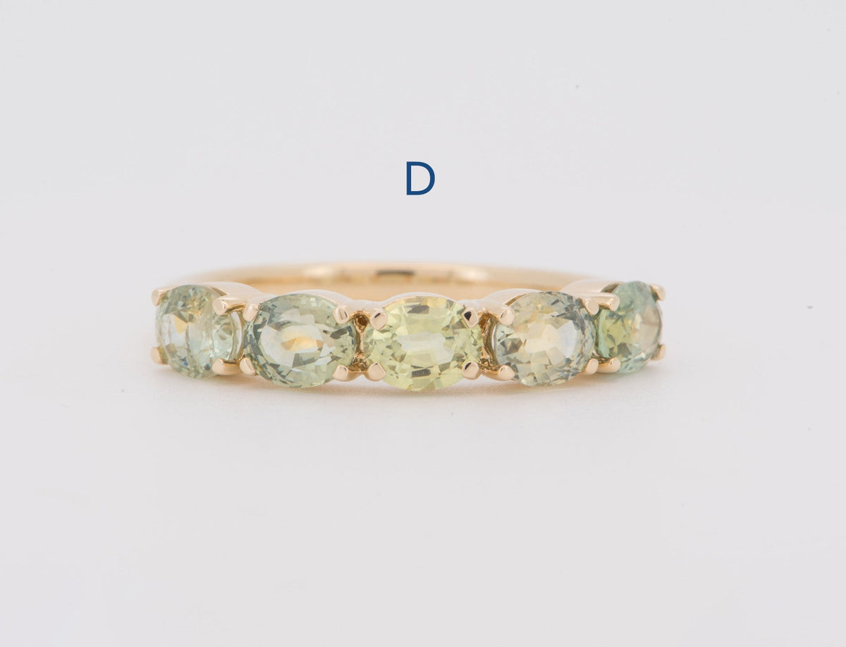 14K Gold Wedding Band with Rare Fancy Color Montana Sapphire R6824 Aurora Designer