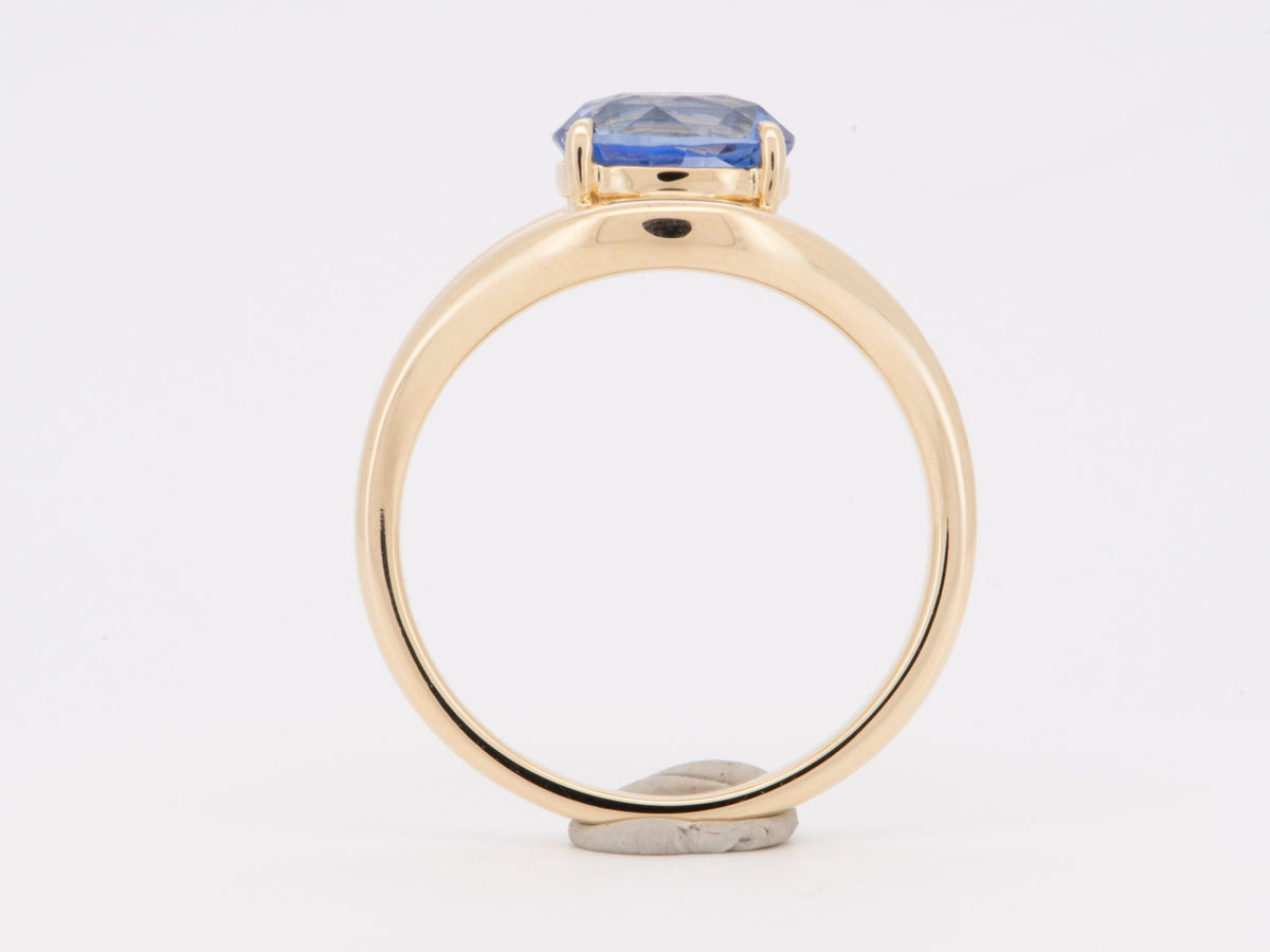 14K Gold 2.2ct Sapphire Engagement Ring on Split Band Bright Blue Sri Lanka Earth-Mined Gemstone R6826 Aurora Designer