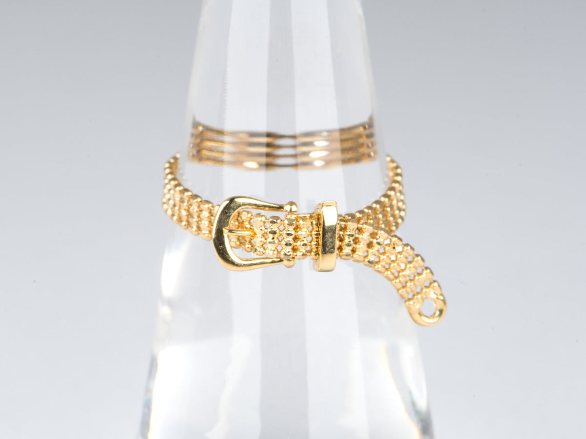 18K Gold Belt Buckle Ring Fluid Soft Bead Chain Design Light Weight R6839 Aurora Designer