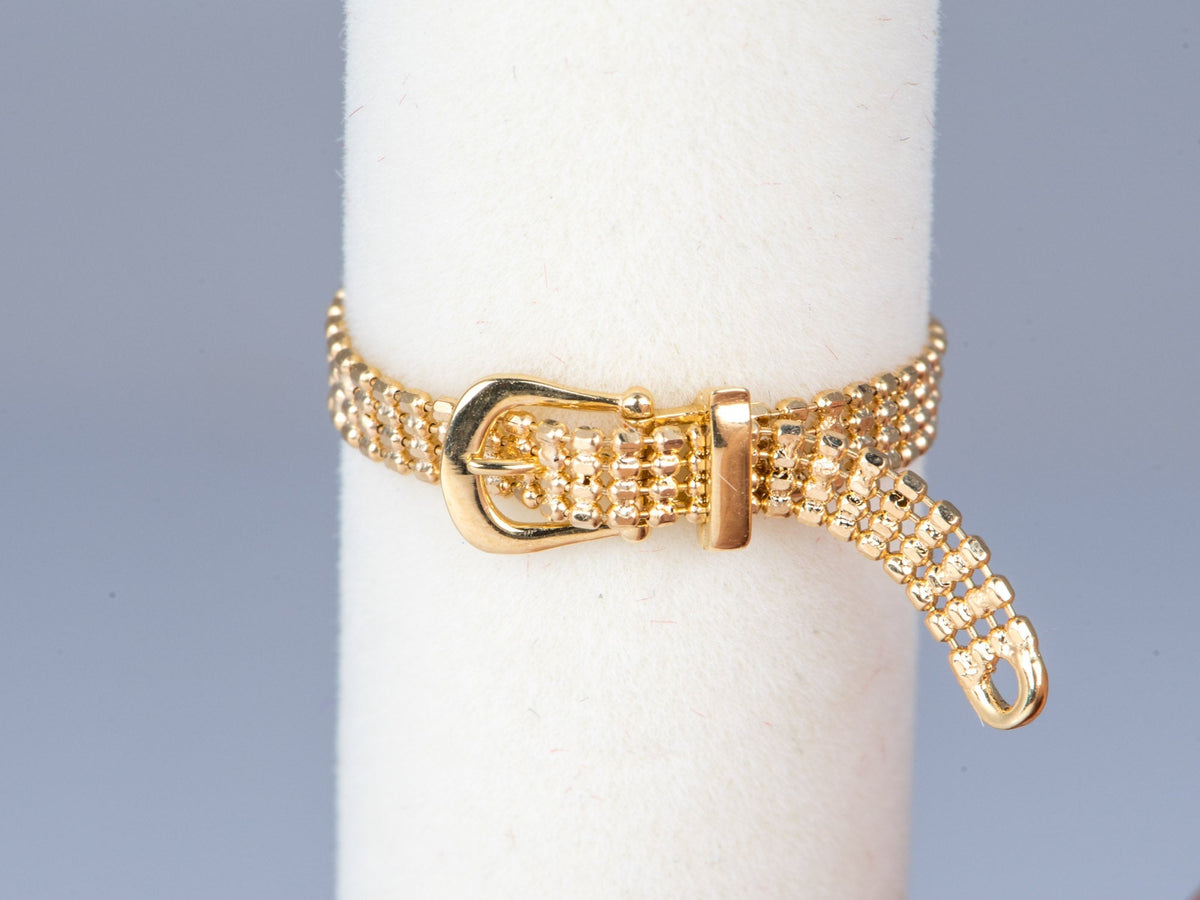 18K Gold Belt Buckle Ring Fluid Soft Bead Chain Design Light Weight R6839 Aurora Designer
