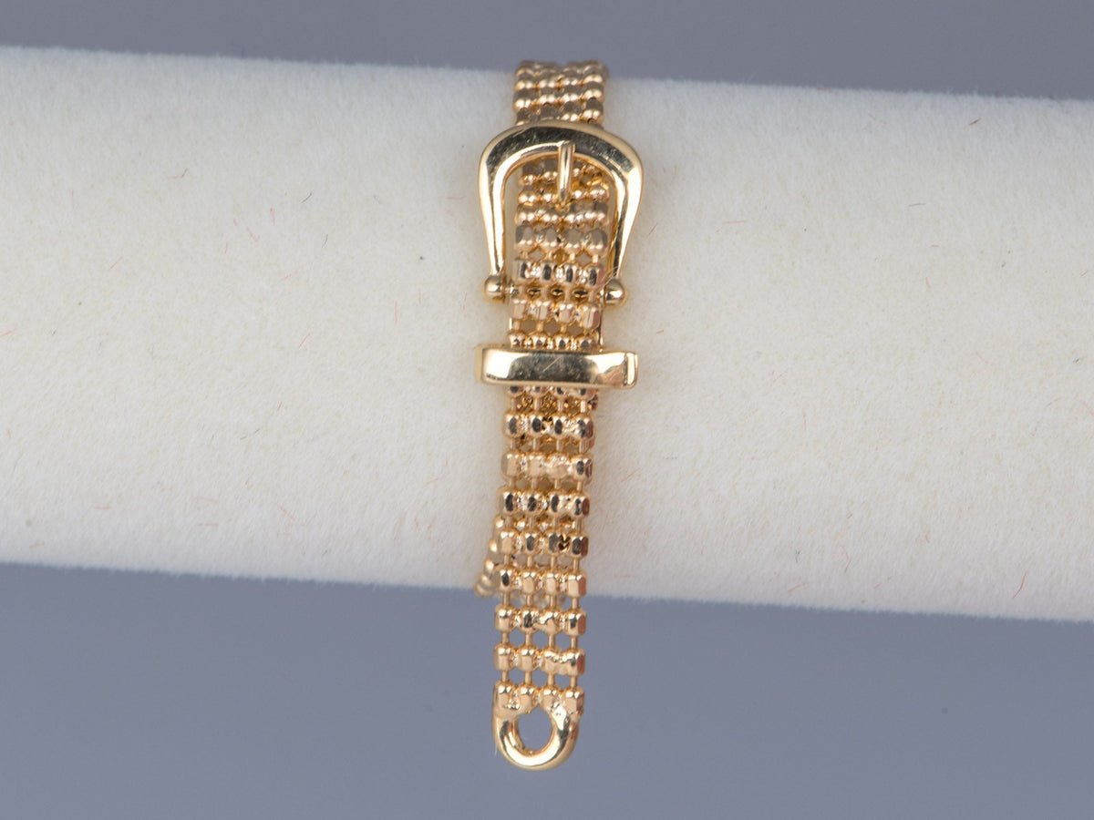 18K Gold Belt Buckle Ring Fluid Soft Bead Chain Design Light Weight R6839 Aurora Designer