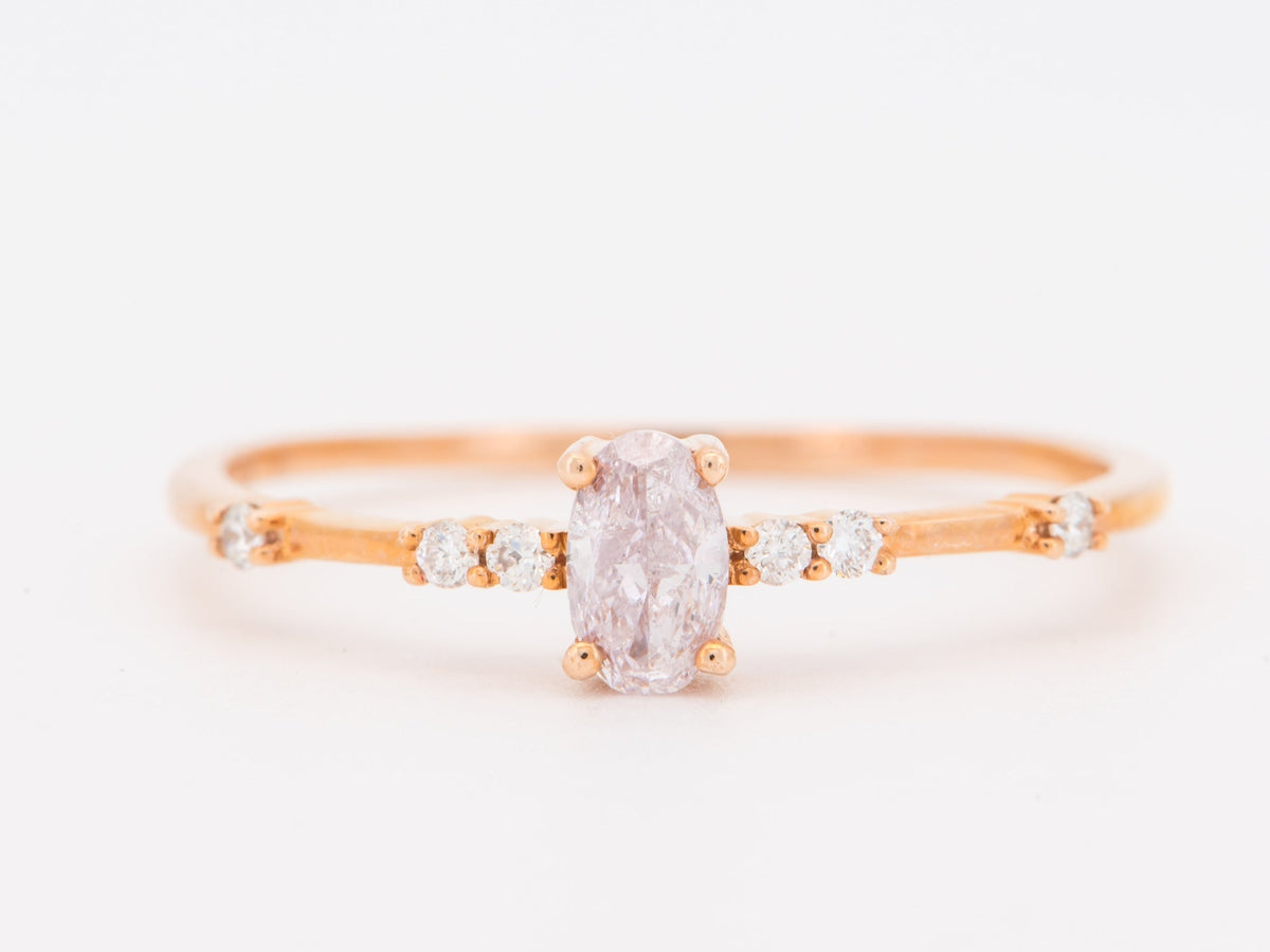 14K Rose Gold Natural Pink Diamond Ring Dainty Earth-Mined Cluster Style R6840 Aurora Designer
