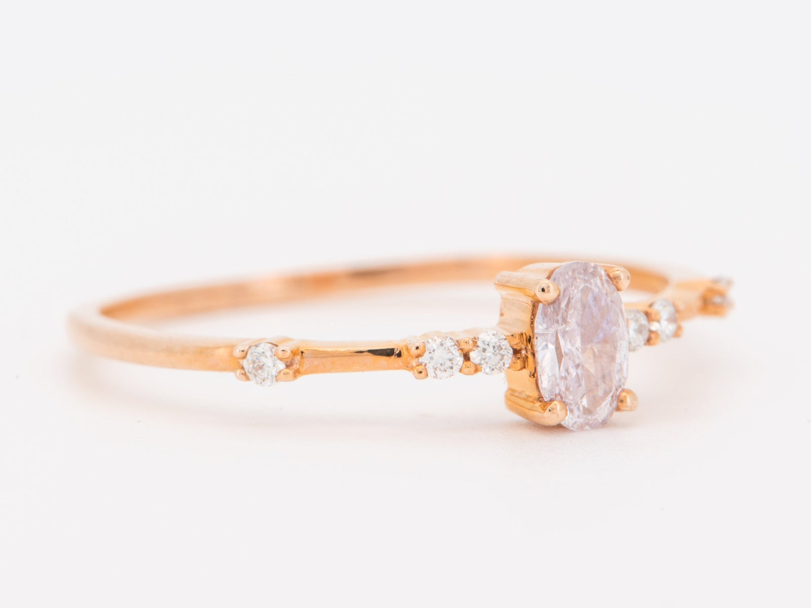 14K Rose Gold Natural Pink Diamond Ring Dainty Earth-Mined Cluster Style R6840 Aurora Designer