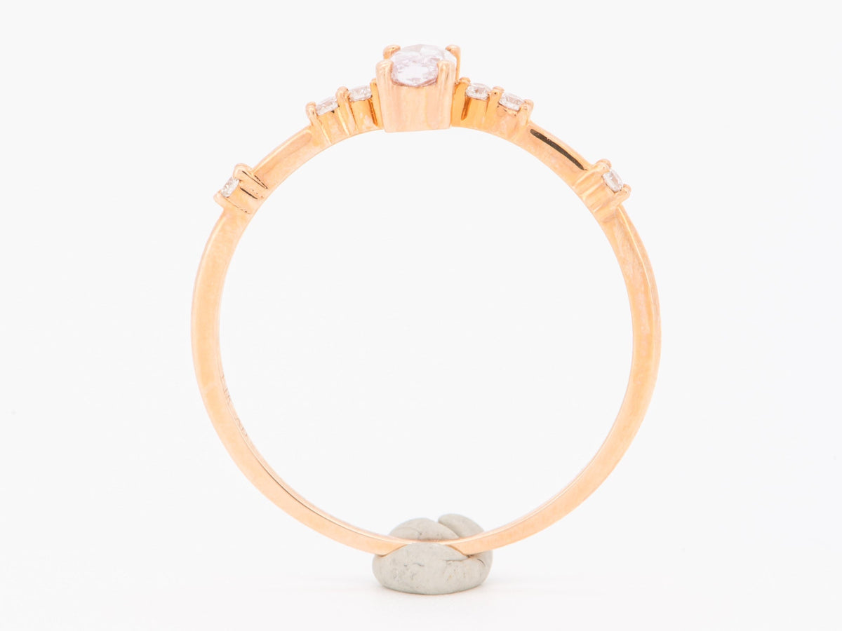 14K Rose Gold Natural Pink Diamond Ring Dainty Earth-Mined Cluster Style R6840 Aurora Designer