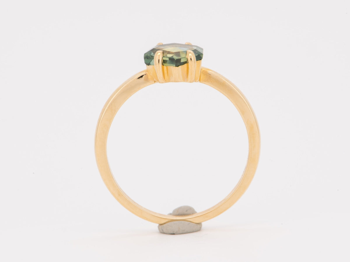 14K Gold 1.83ct Geometric Shape Montana Sapphire Engagement Ring Claw Prongs Modern Style Organic Unique Natural Gemstone R6847 Aurora Designer