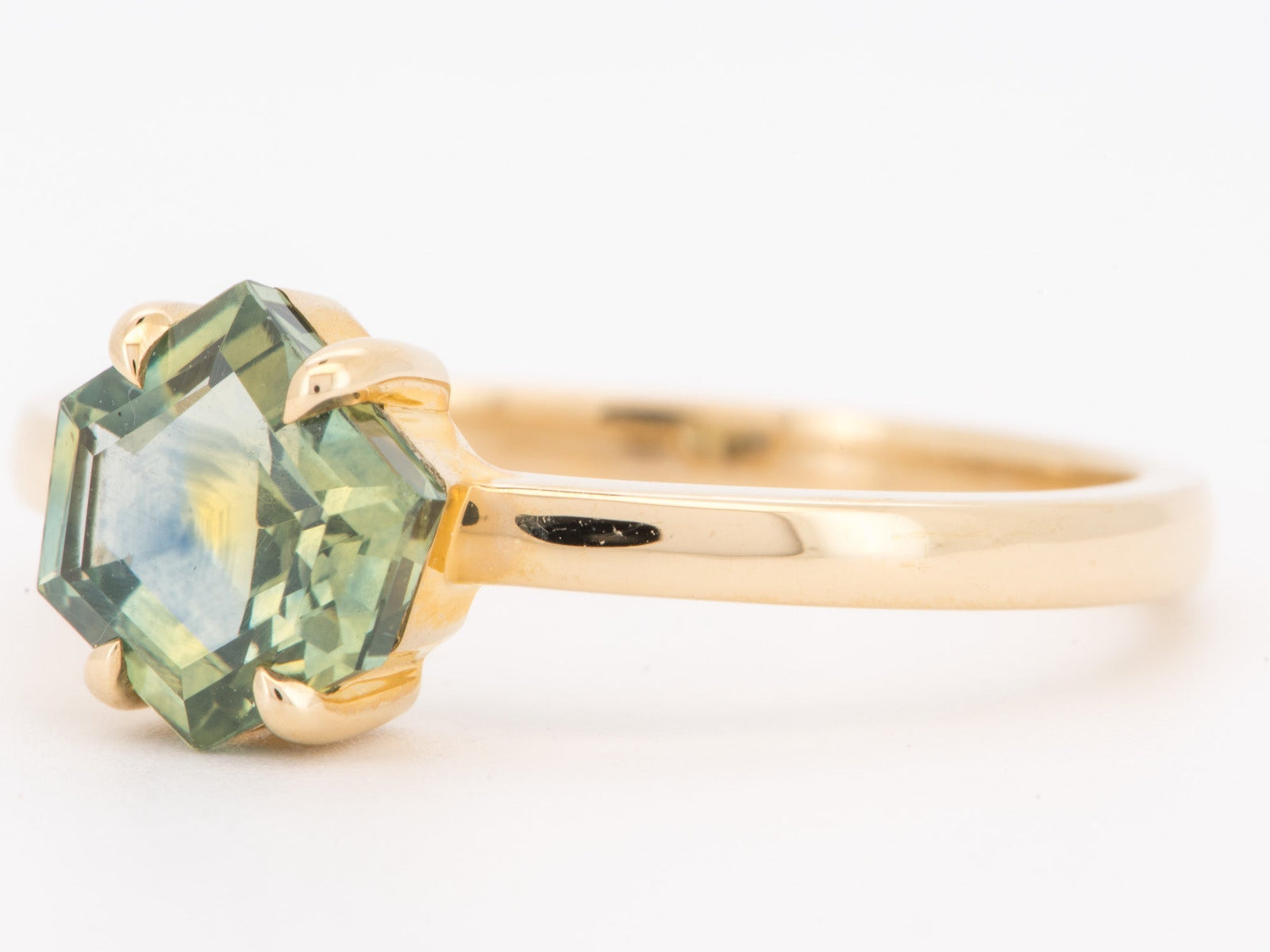 14K Gold 1.83ct Geometric Shape Montana Sapphire Engagement Ring Claw Prongs Modern Style Organic Unique Natural Gemstone R6847 Aurora Designer