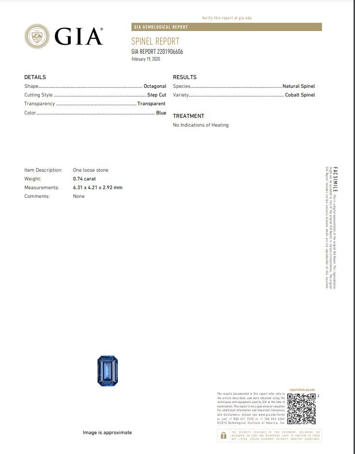 0.76ct Vietnam-Origin Cobalt Spinel, GIA Certified, 6.2*4.1*3 SP206 Aurora Designer