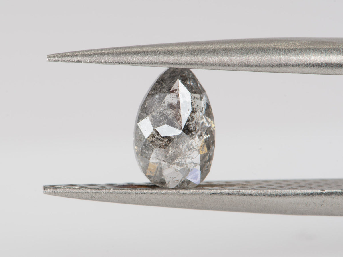 0.57ct Pear Shape Salt and Pepper Rose Cut Diamond, 7.5*4.8*2.1mm SPP60 Aurora Designer