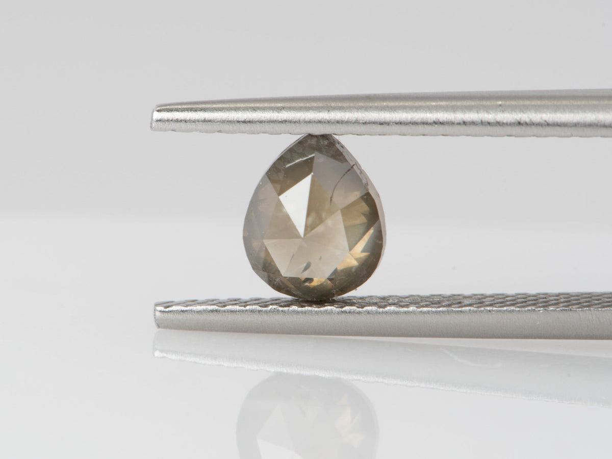 0.91ct Pear Shape Salt and Pepper Rose Cut Diamond, 7.1*5.8*2.9mm SPP81 Aurora Designer