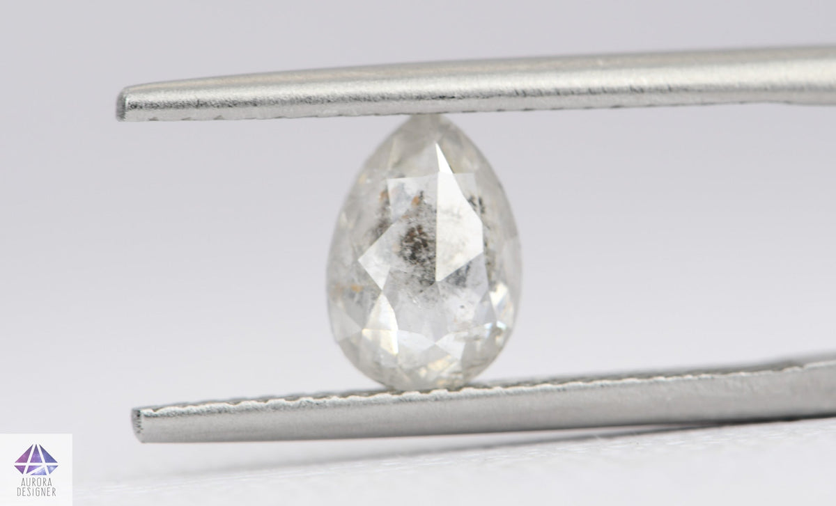1.03ct Pear Shape Salt and Pepper Rose Cut Diamond, 8.3*5.6*2.6mm SPP90 Aurora Designer