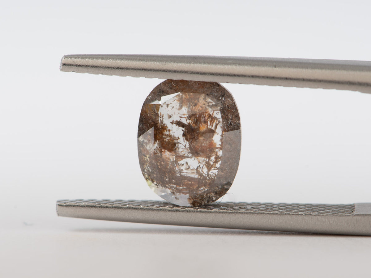 1.16ct Oval Shape Salt and Pepper Rosecut Diamond, 8.6*6.7*2.1mm SPS98 Aurora Designer