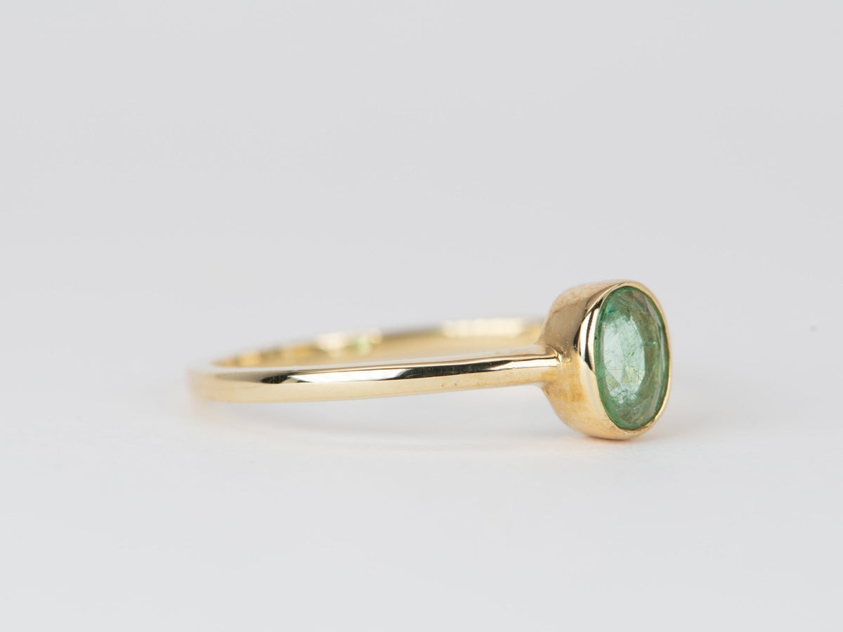 Dainty Emerald Bezel Set Band 14K Gold T017 Aurora Designer