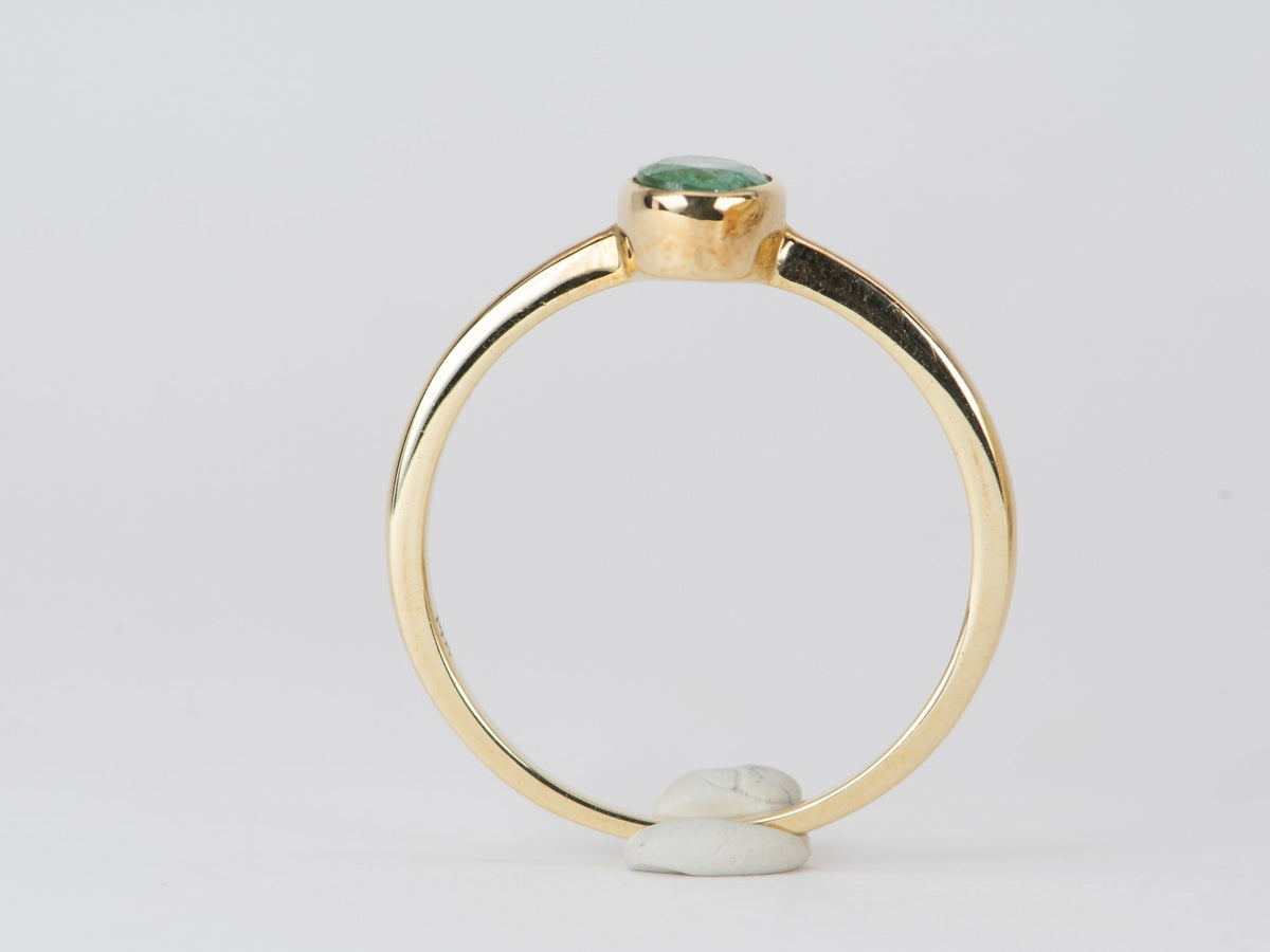 Dainty Emerald Bezel Set Band 14K Gold T017 Aurora Designer