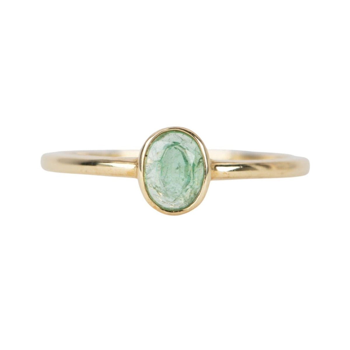 Dainty Emerald Bezel Set Band 14K Gold T017 Aurora Designer