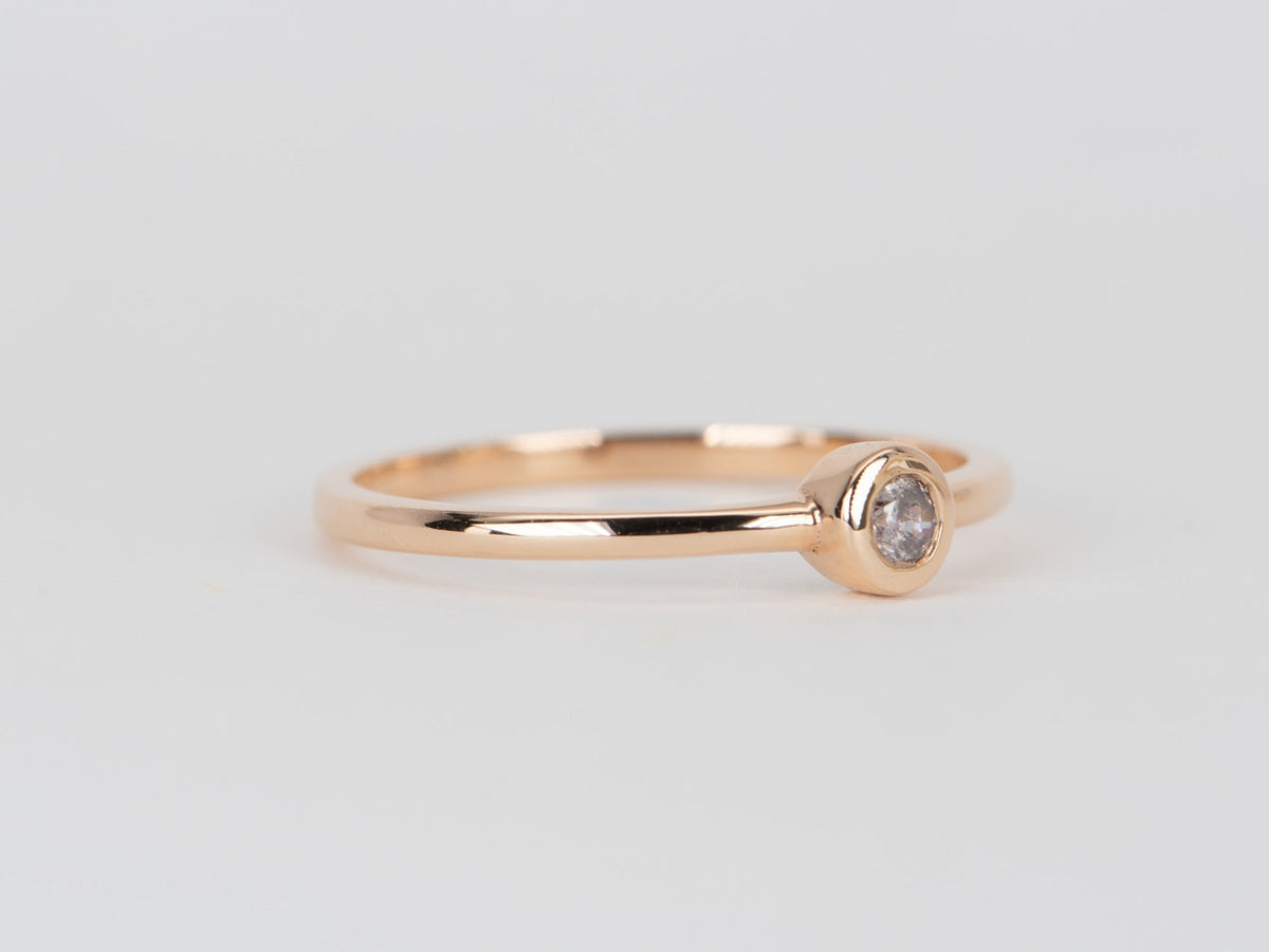 Natural Pink Diamond Dainty Bezel Set Band 14K Rose Gold T021 Aurora Designer
