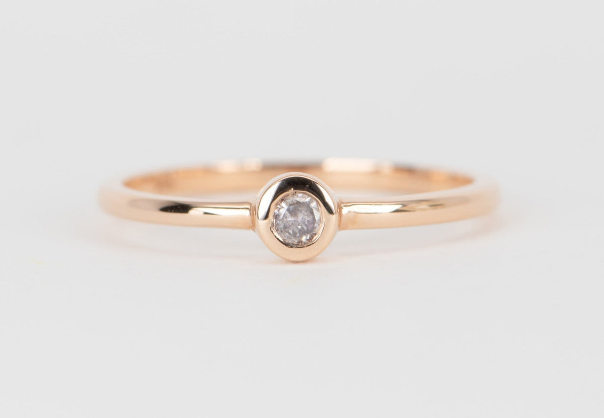 Natural Pink Diamond Dainty Bezel Set Band 14K Rose Gold T021 Aurora Designer