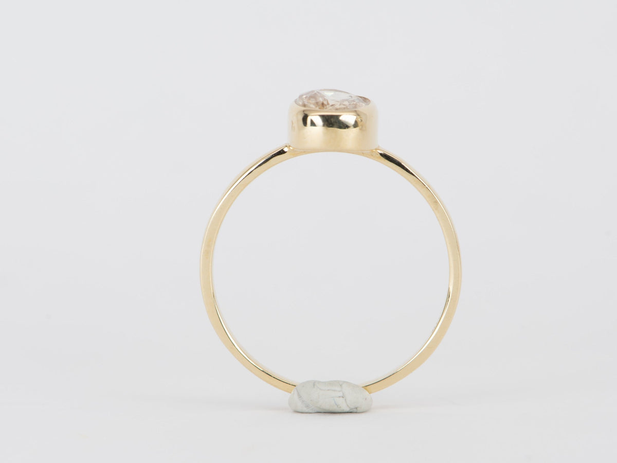 Peach Champagne Sapphire Bezel Set Ring 14K Gold T023 Aurora Designer