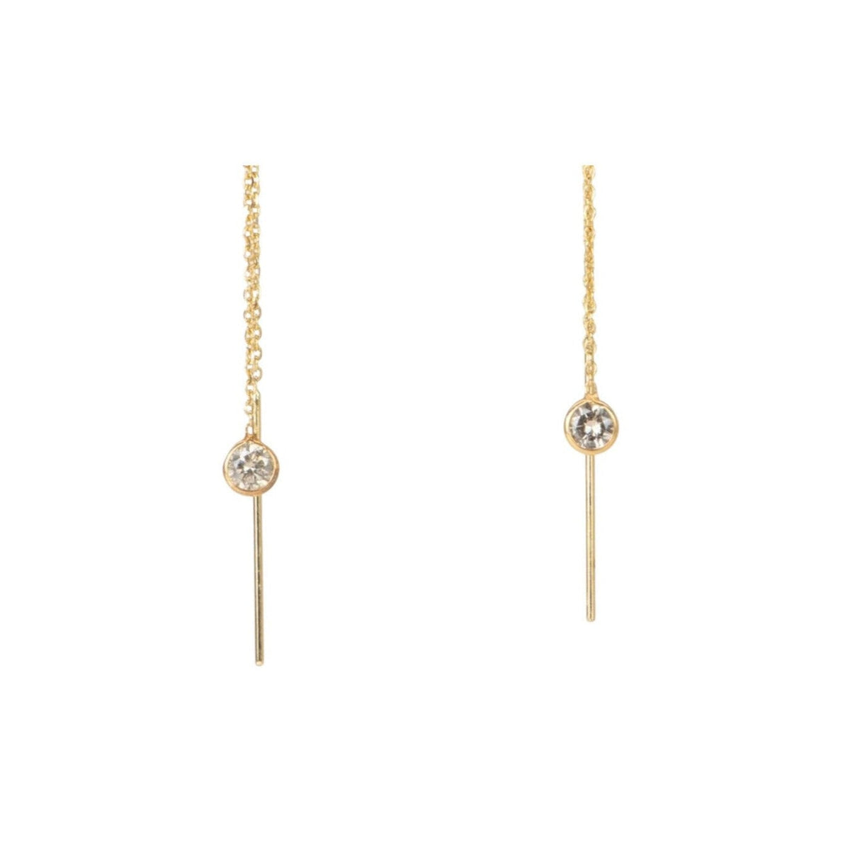 Champagne Diamond Bezel Set Ear Dangles 18K Gold T035 Aurora Designer