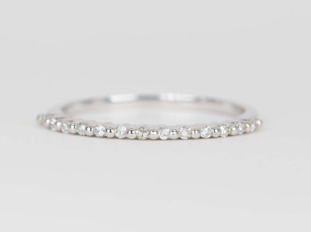 1mm Diamond Ring Bubble and Breathe 14K White Gold T039 Aurora Designer