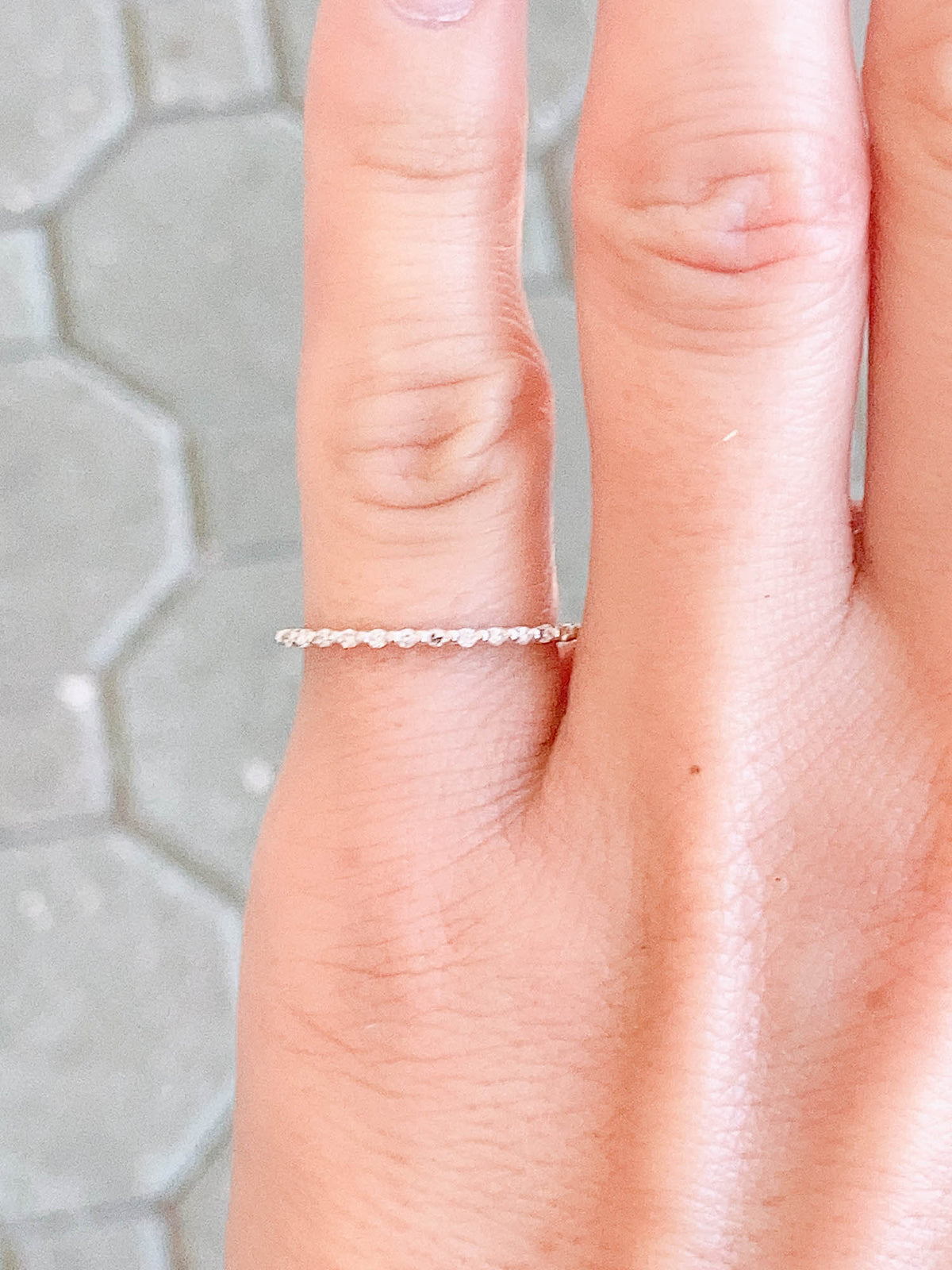 1mm Diamond Ring Bubble and Breathe 14K White Gold T039 Aurora Designer
